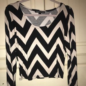 Black and cream chevron crop top